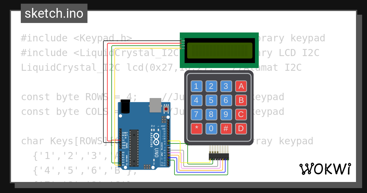 Input Keypad LCD - Wokwi ESP32, STM32, Arduino Simulator