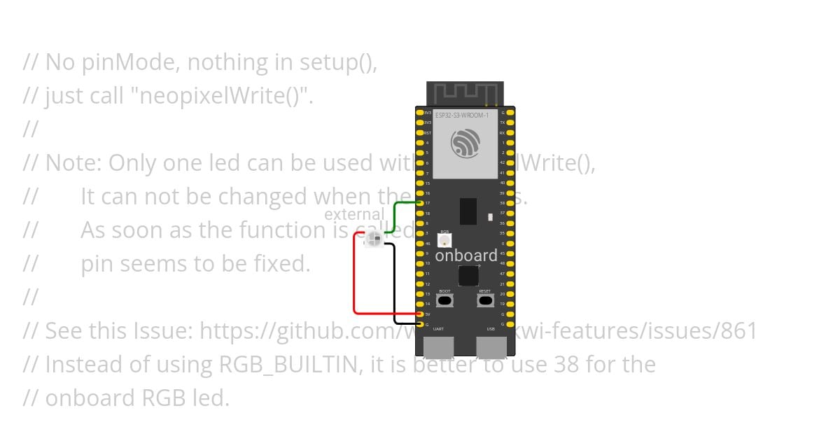 ESP32-S3 with a single NeoPixel led. simulation