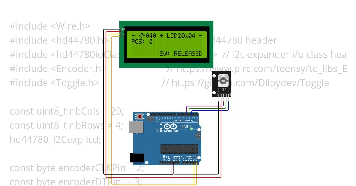 Encoder, Button and LCD Copy simulation