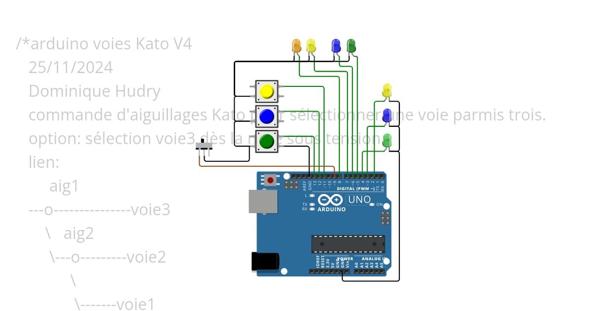 arduino 3 voies Kato V2 simulation