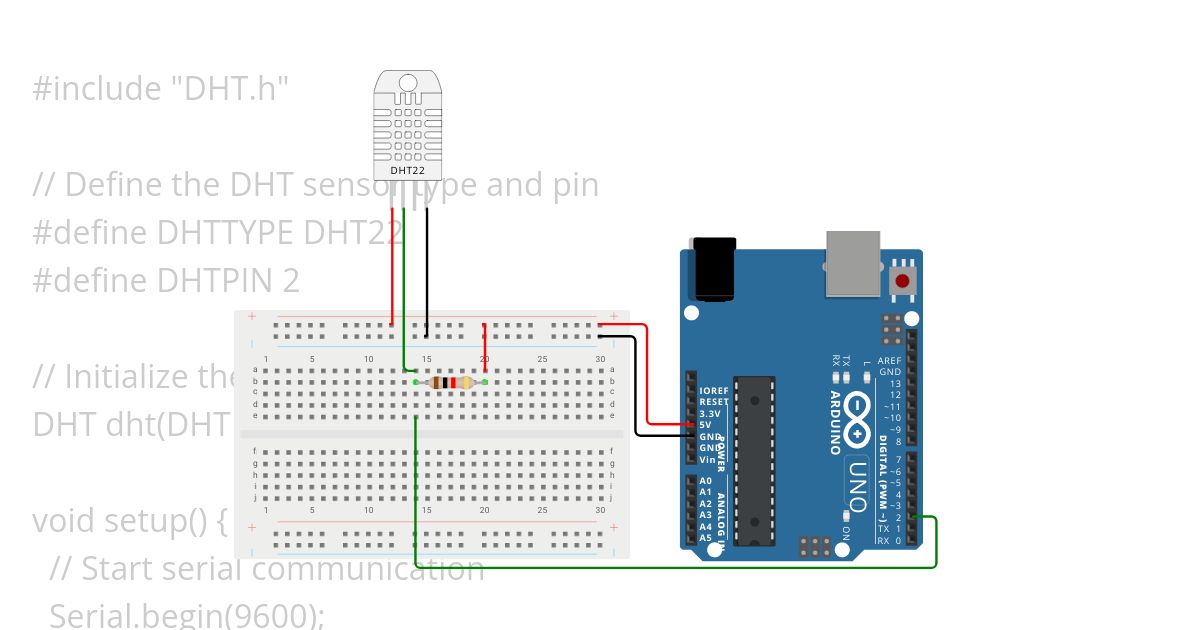 DHT22 with breadboard simulation