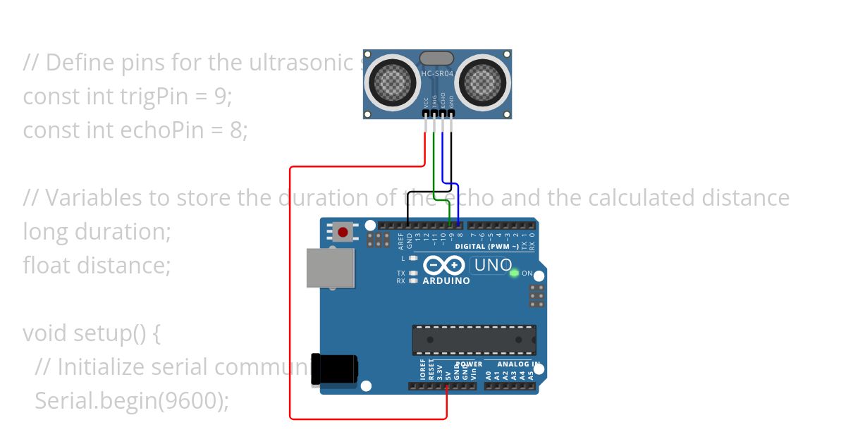 Ultrasonic distance sensor example simulation