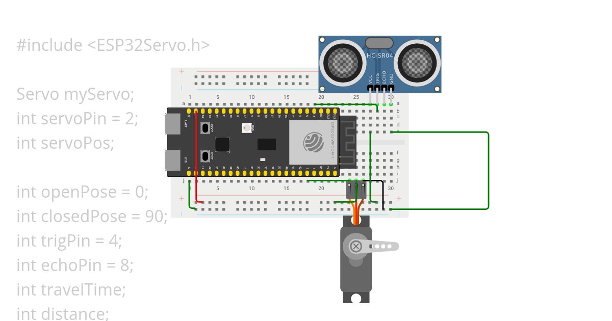 arduino  UNO+ultrasonic sensor+micro servo simulation