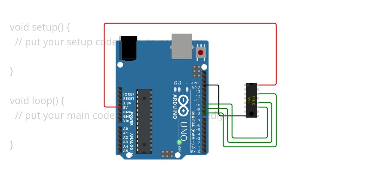 Arduino Shift register with logic analyser simulation