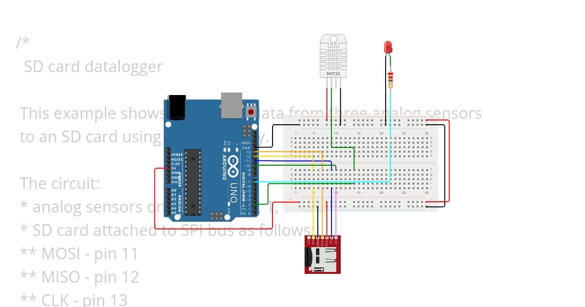 Arduino SD Card DHT11 simulation