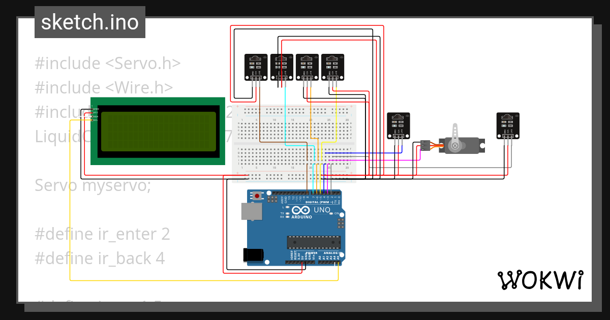 smart parking system using uno Copy - Wokwi ESP32, STM32, Arduino Simulator