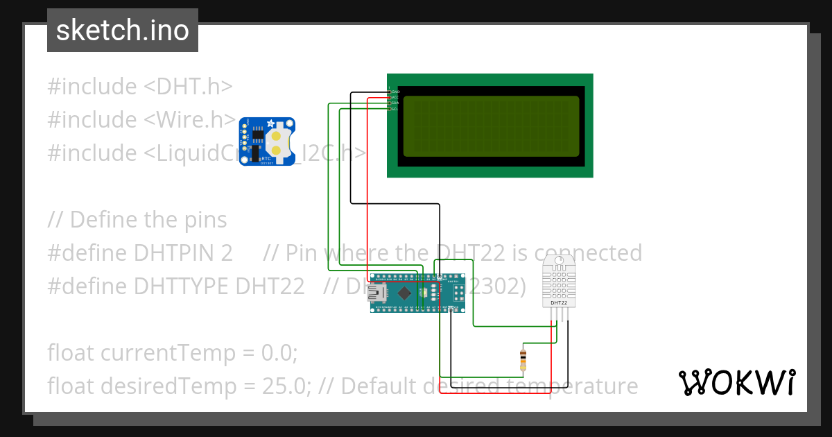 DHT22 Lcd 20x4 I2C - Wokwi ESP32, STM32, Arduino Simulator