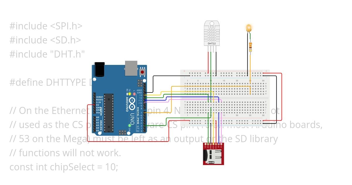 Arduino datalogger with DHT22 simulation