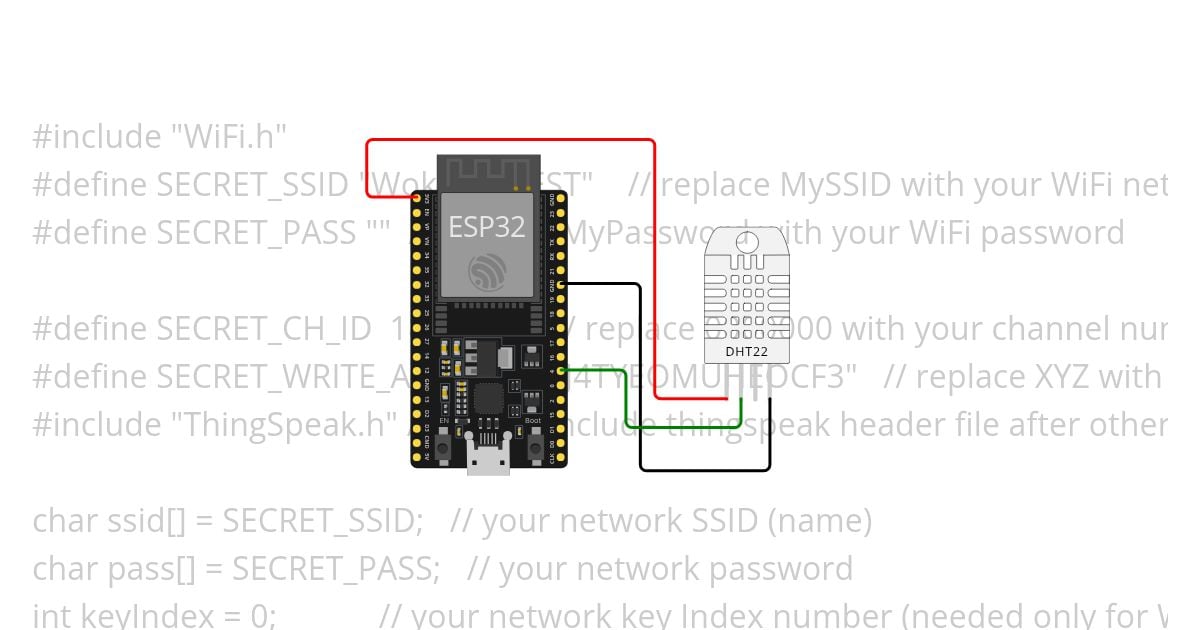 ESP32 ThingSpeak DHT simulation