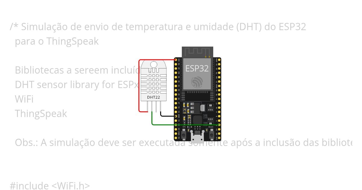 ESP32 DHT ThingSpeak Aula simulation