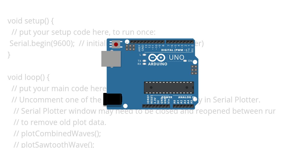 005 Serial Plotter with number display and waves simulation