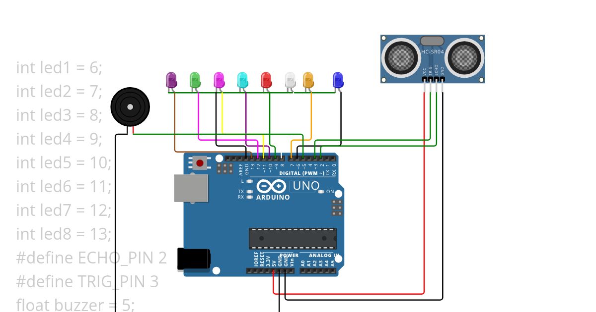 4. Blinking LED Ultra Sonic Sensor simulation