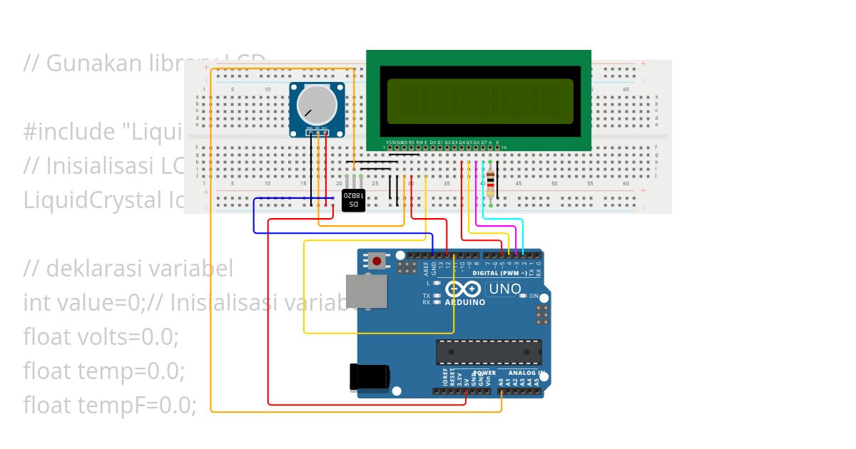 PERCOBAAN 7 LCD & SENSOR SUHU simulation