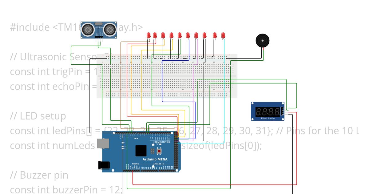 key pad key to respective light. on Bread Board.  Copy simulation