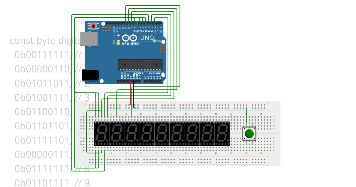 9 seven segment 1 button simulation