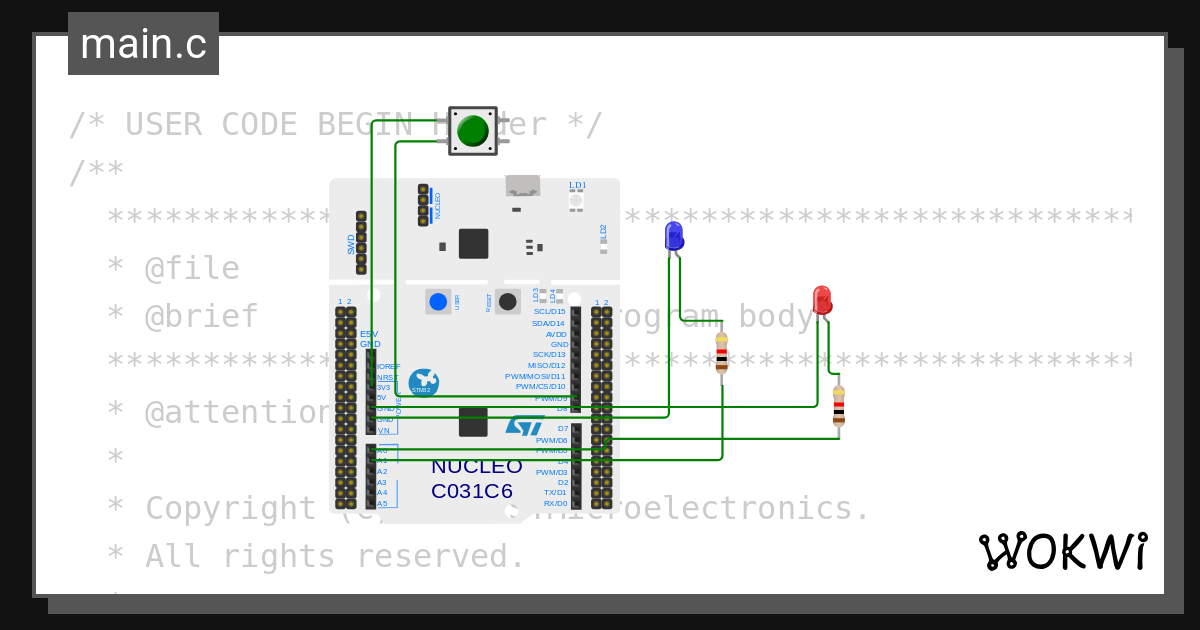 SOS LEDs (7) - Wokwi ESP32, STM32, Arduino Simulator