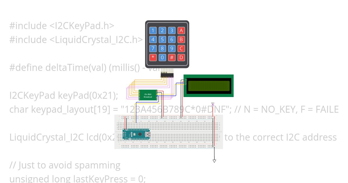 pcf8574 keyboard + lcd simulation