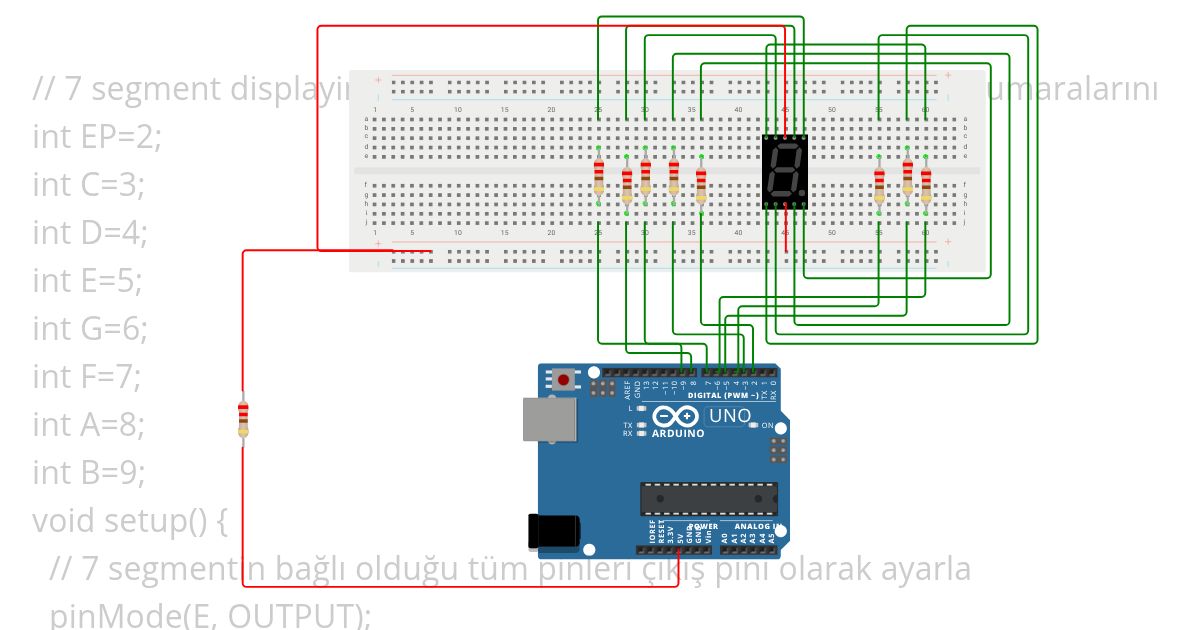 tekli sayaç breadboard simulation