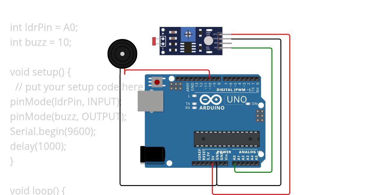ldr and buzzer simulation
