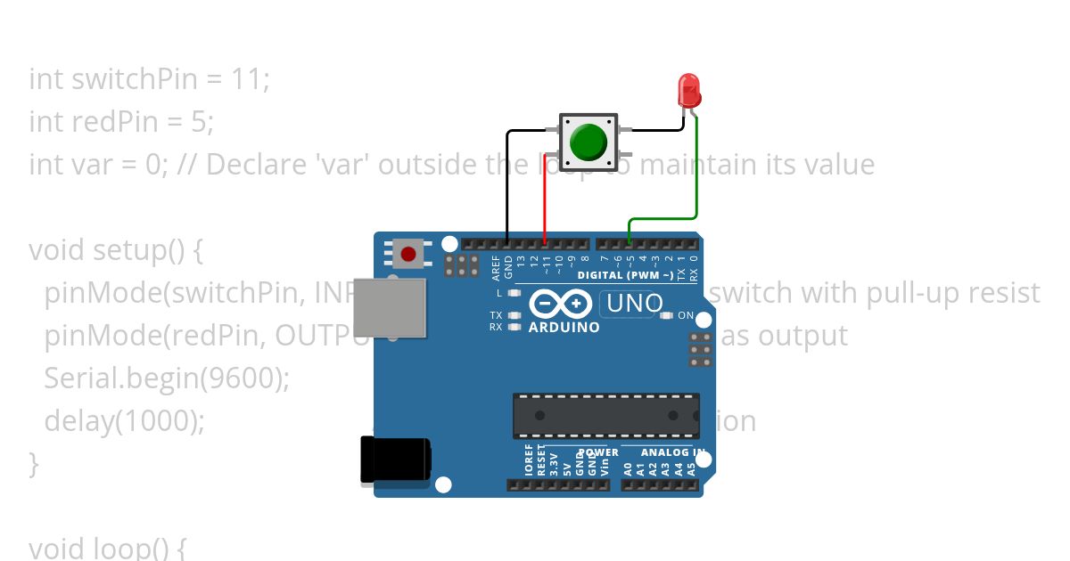 led dime using toggle button simulation