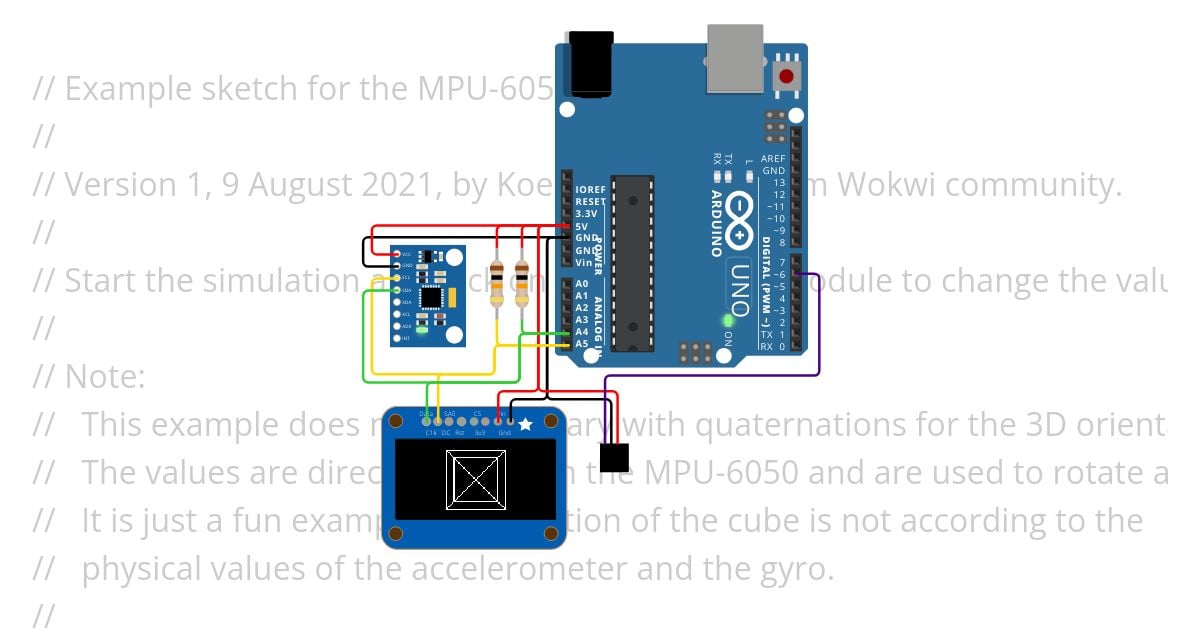 MPU6050_LCD_LED.ino simulation