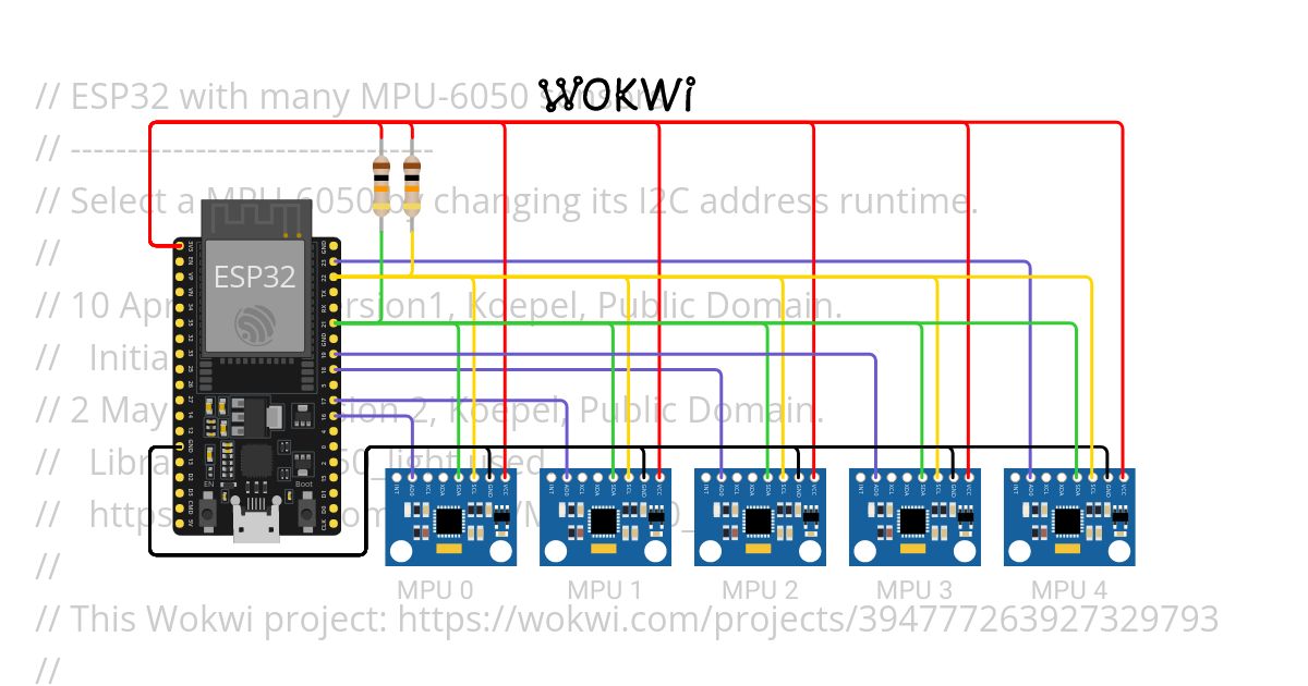 ESP32 with many MPU-6050 sensors Copy simulation