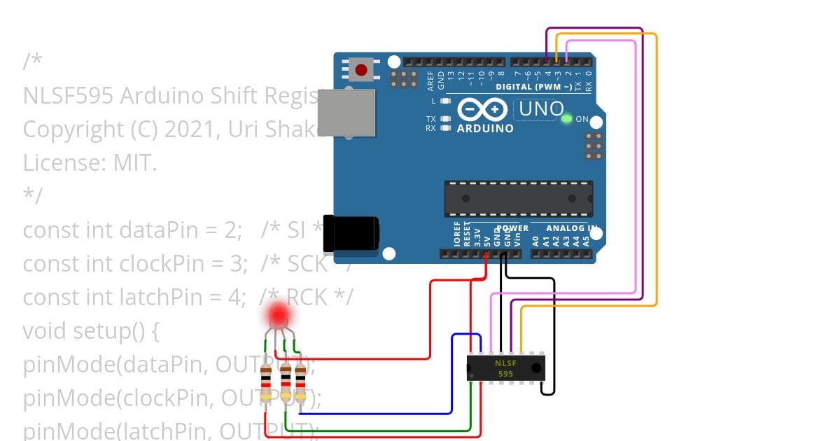 SPI-RGB 74HCT595 Shift Register simulation