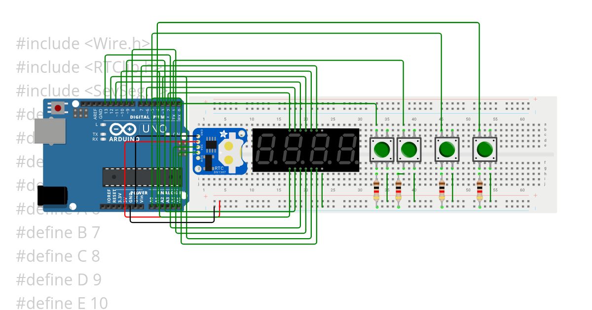 4 digit segment display clock simulation