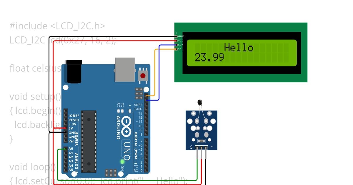 NTC Temperature Sensor with Arduino simulation