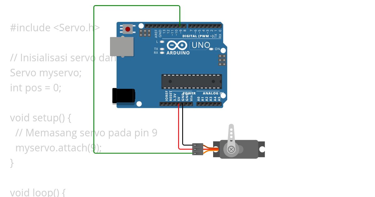 Simulasi Motor Servo dengan Arduino dengan Wokwi simulation