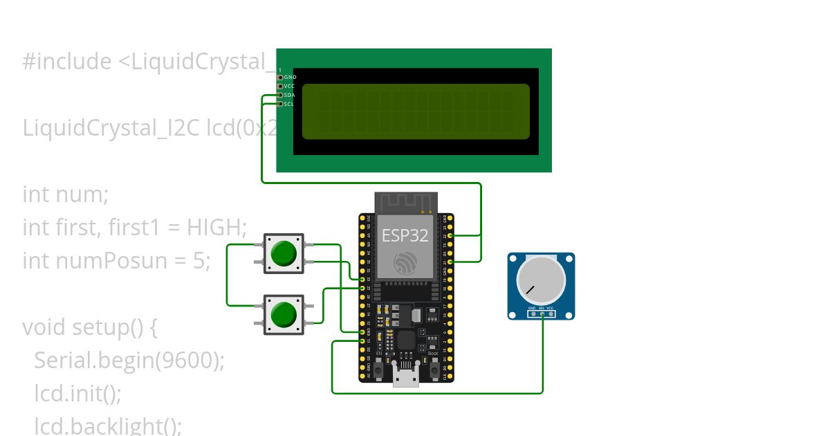 ESP - lcd, potenciometer, button simulation