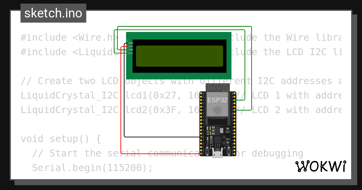 lcd i2c - Wokwi ESP32, STM32, Arduino Simulator
