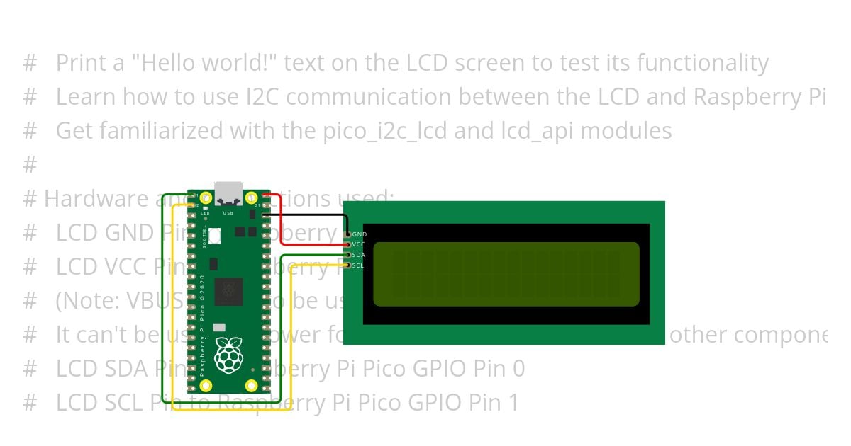 ПИТОН Pico LCD I2C Hello_World  simulation