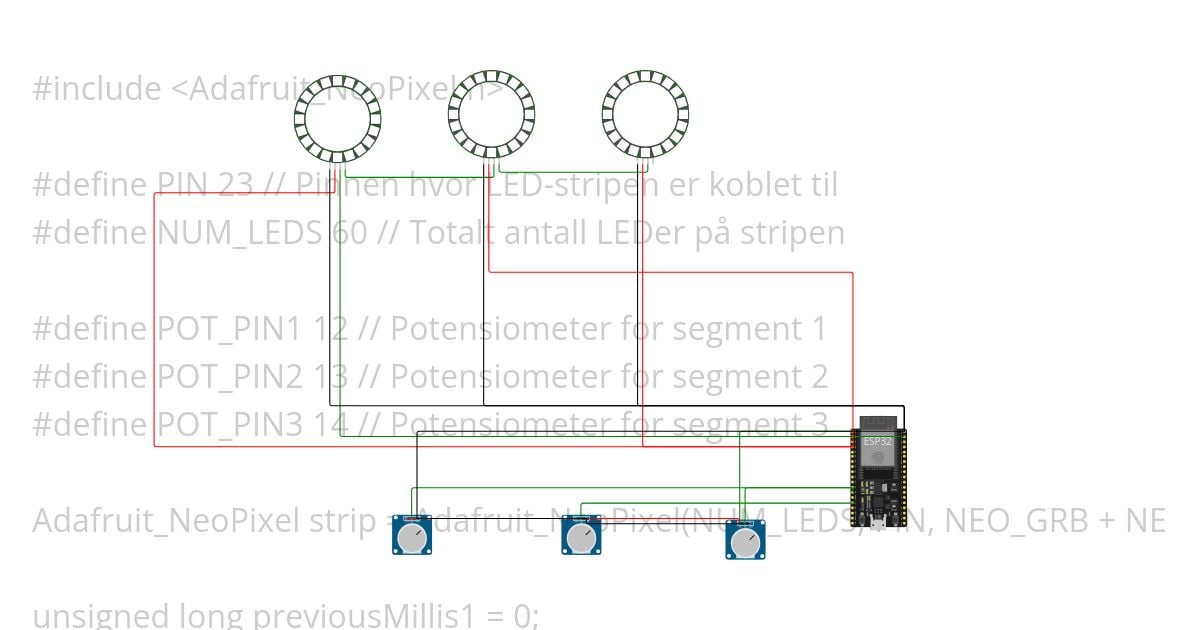 Ledstrip spinning in different speeds simulation