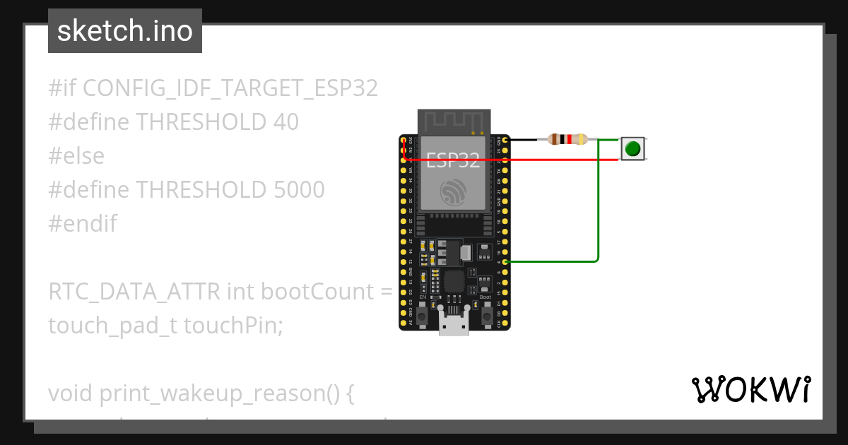 ESP32 Touch Wake Up from Deep Sleep - Wokwi ESP32, STM32, Arduino Simulator