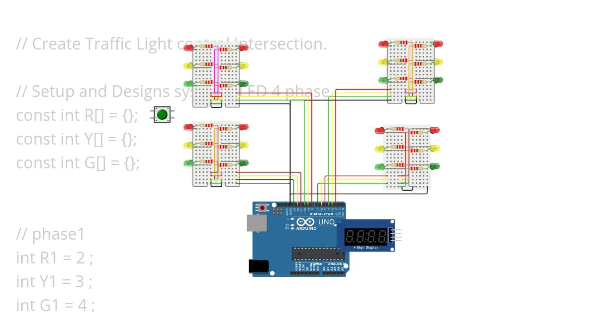 Traffic Light control Intersection. Setup for color  simulation