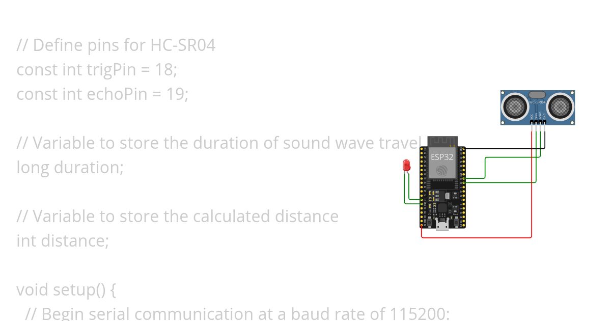 DISTANCE MEASUREMENT USING ULTRASONIC SENSOR Copy simulation