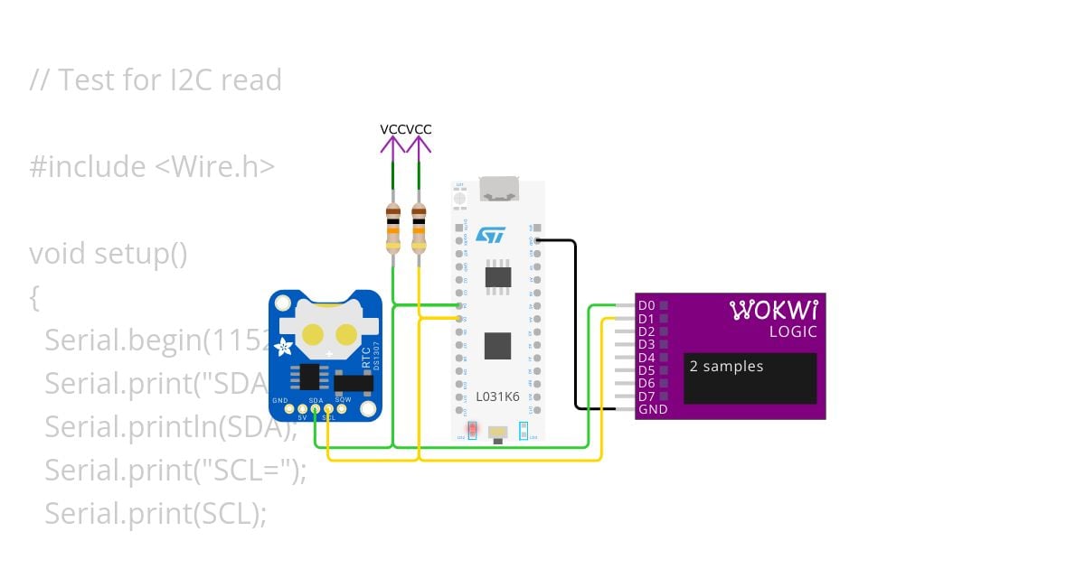 Test for I2C read with small STM32 board simulation