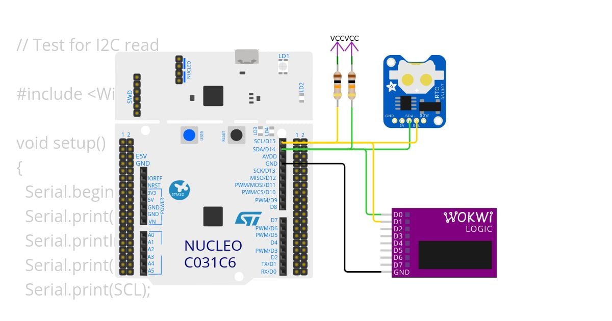 Test for I2C read with large STM32 board simulation