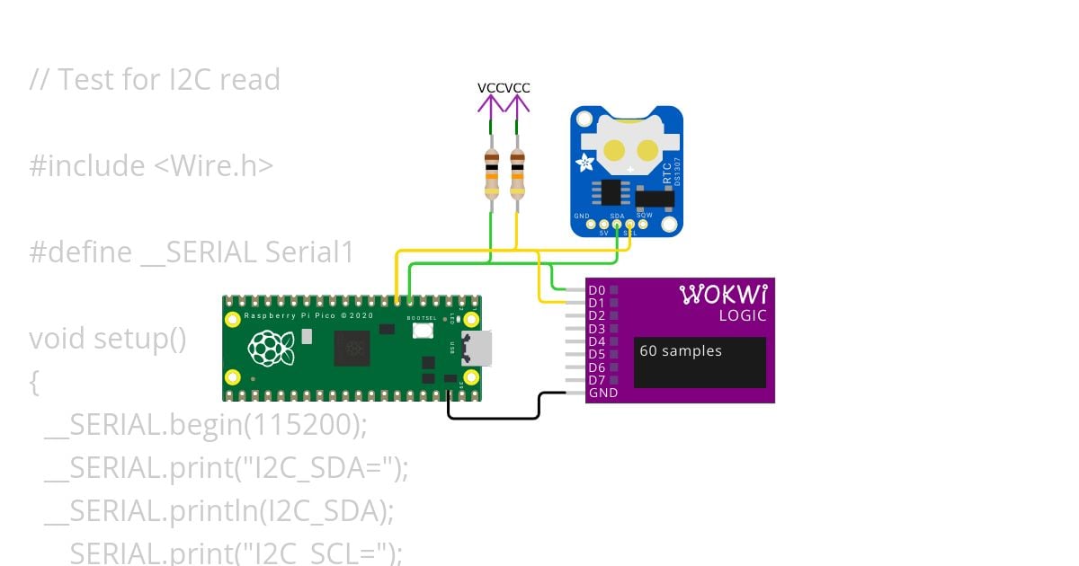 Test for I2C read with Raspberry Pi simulation