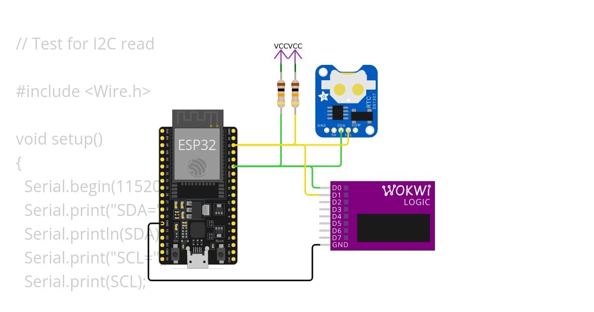 Test for I2C read with ESP32 simulation