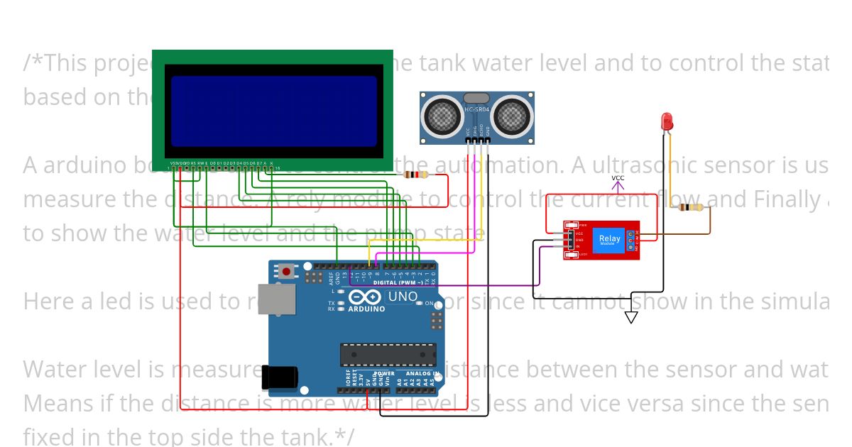 Automatic Tank Water level monitor and motor  simulation