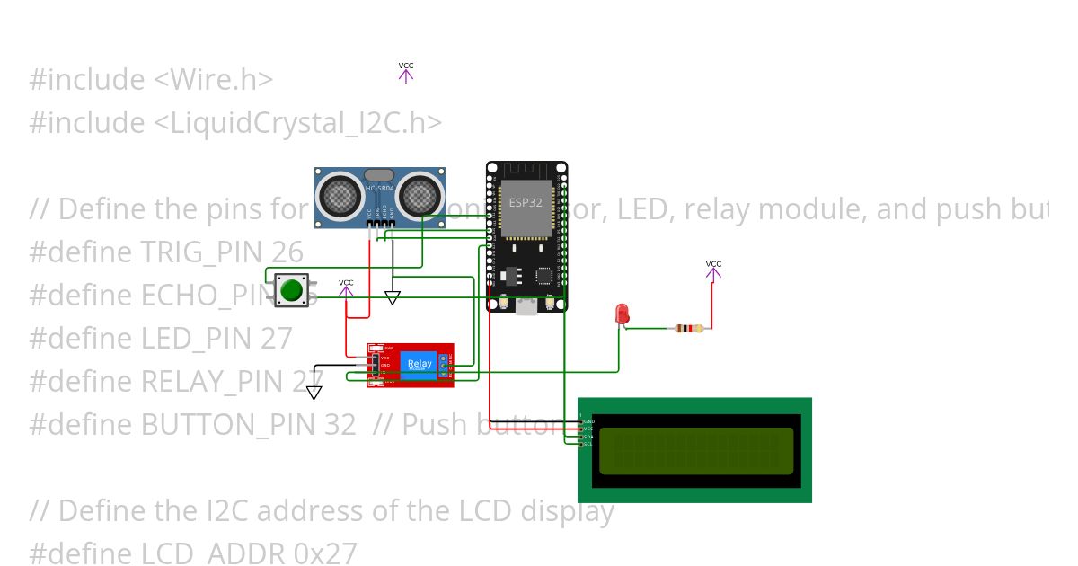 Water level Controller Using Ultrasonic Sensor with ESP32 connected to i2c lcd Copy (2) simulation