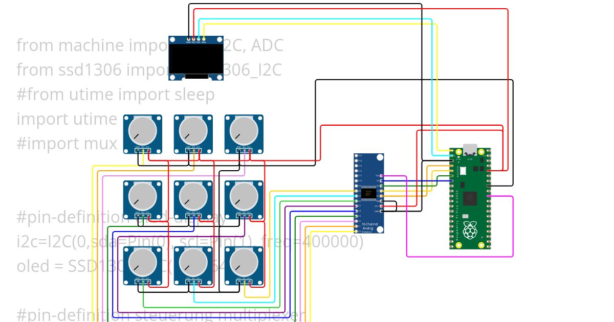 9 Analog Readings via MUX with PiPico simulation