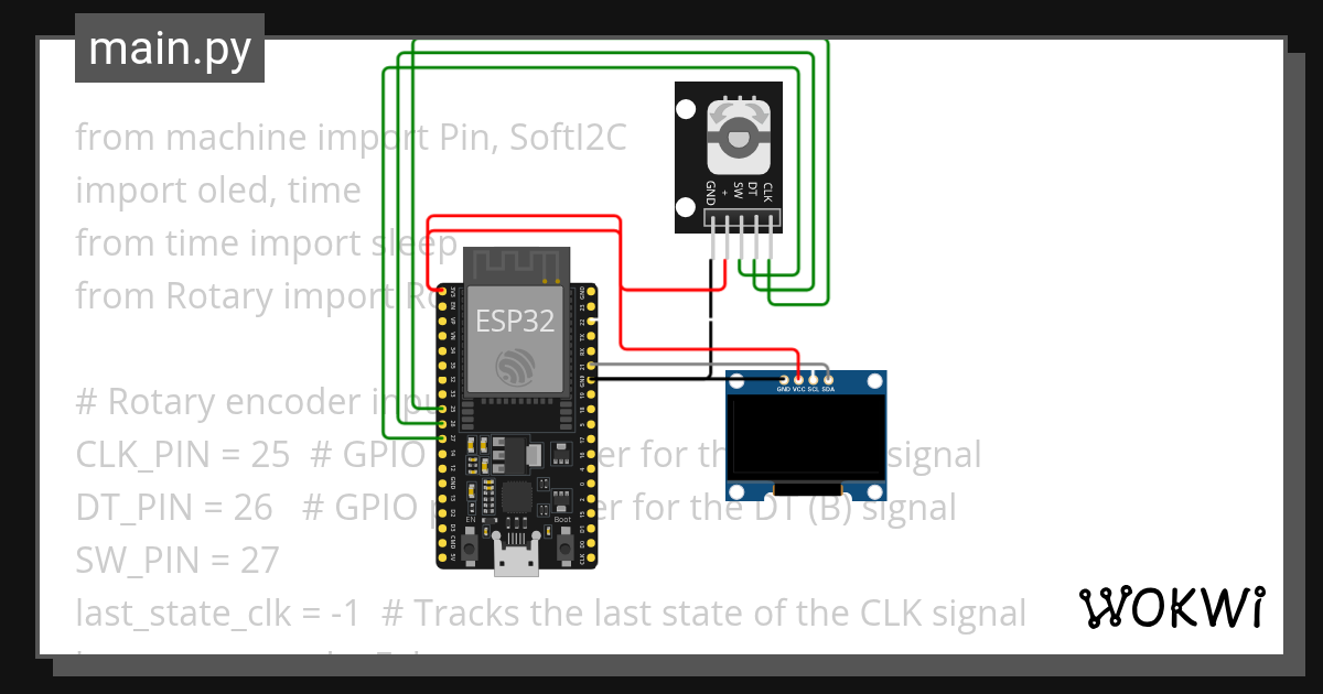 Rotary Encoder as HMI - Wokwi ESP32, STM32, Arduino Simulator