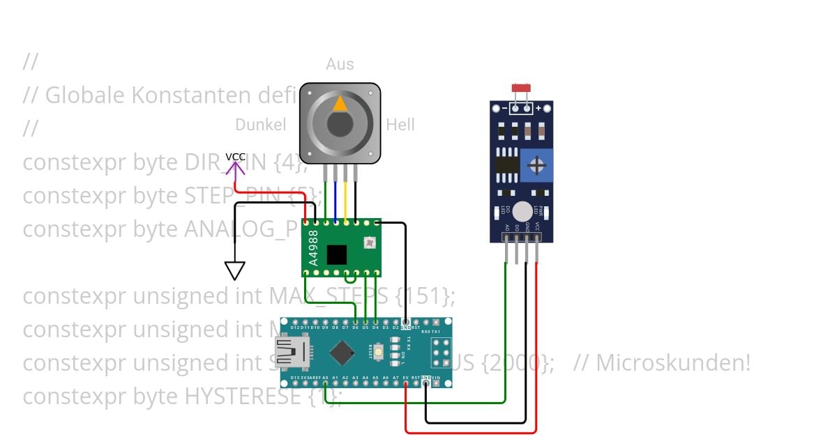 Schrittmotor mit LDR steuern simulation