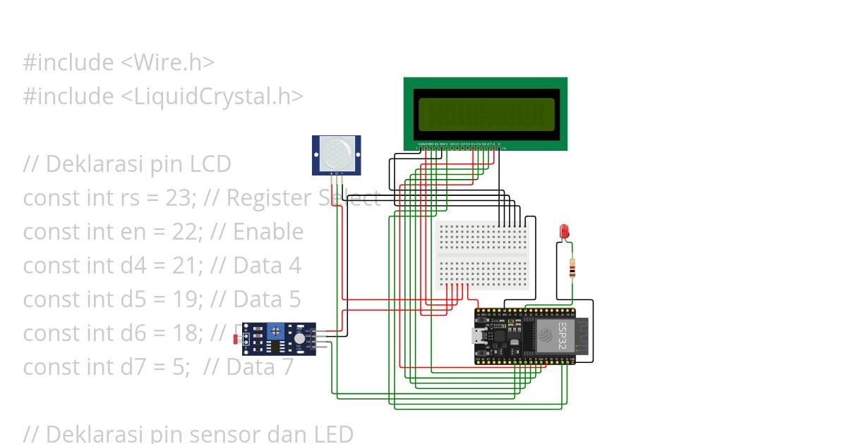 ESP32 LDR+PIR+LCD simulation