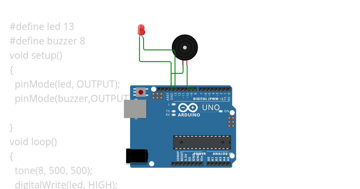 LED with Buzzer simulation