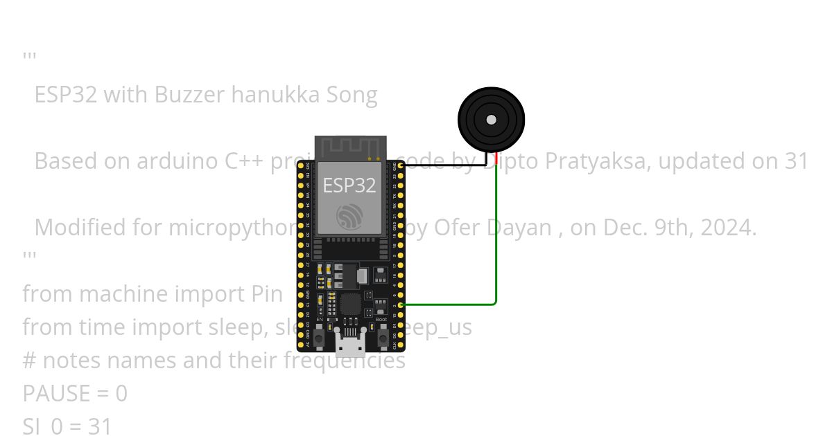ESP32 with Buzzer hanukka Song simulation