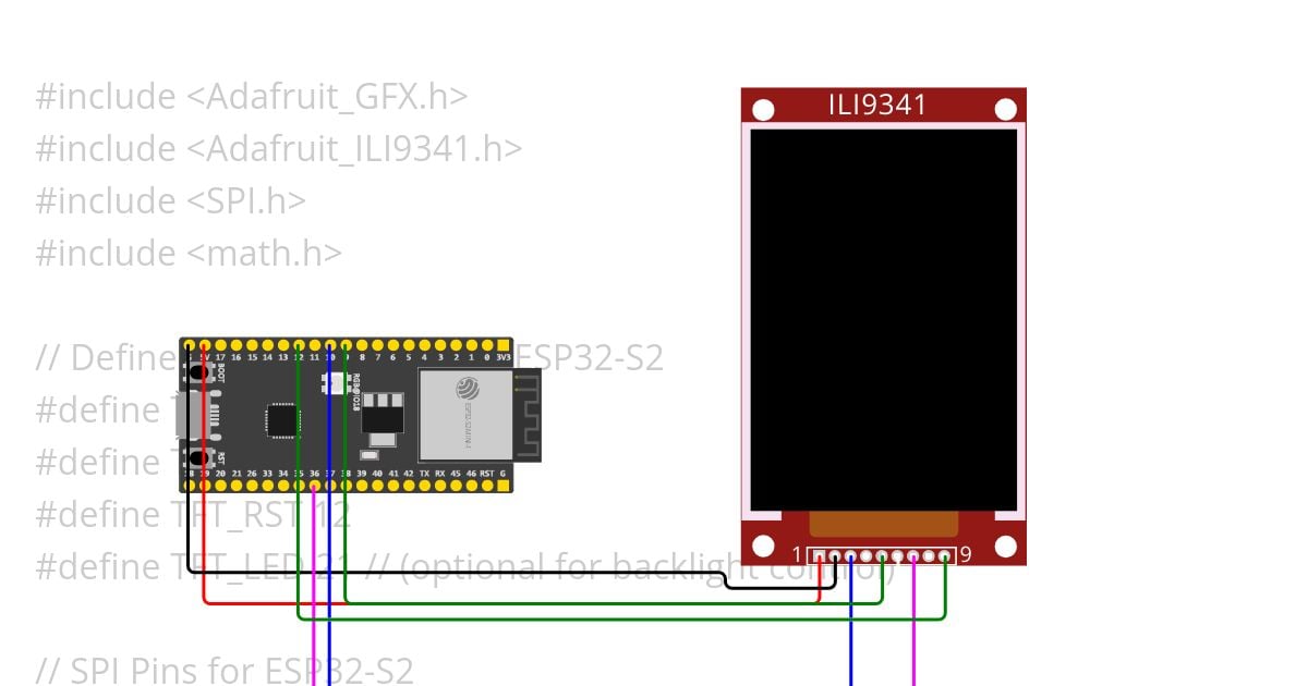 esp32 s2  tft test by arvnd simulation